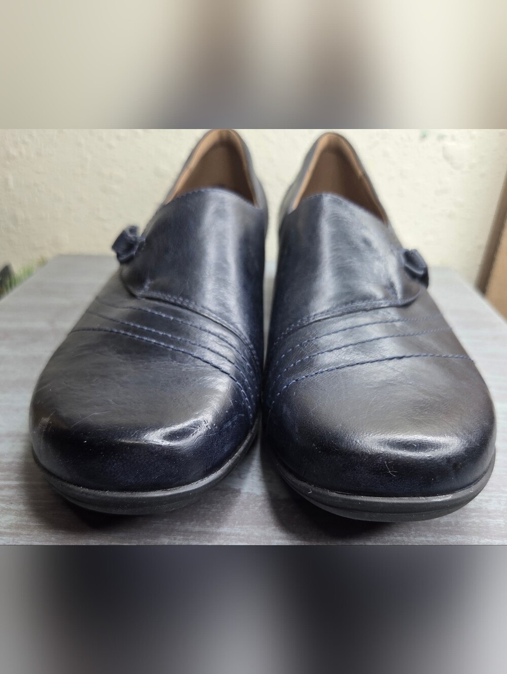 Dansko Dark Navy Blue Leather Slip-On Loafers Size 40 - Picture 2 of 8